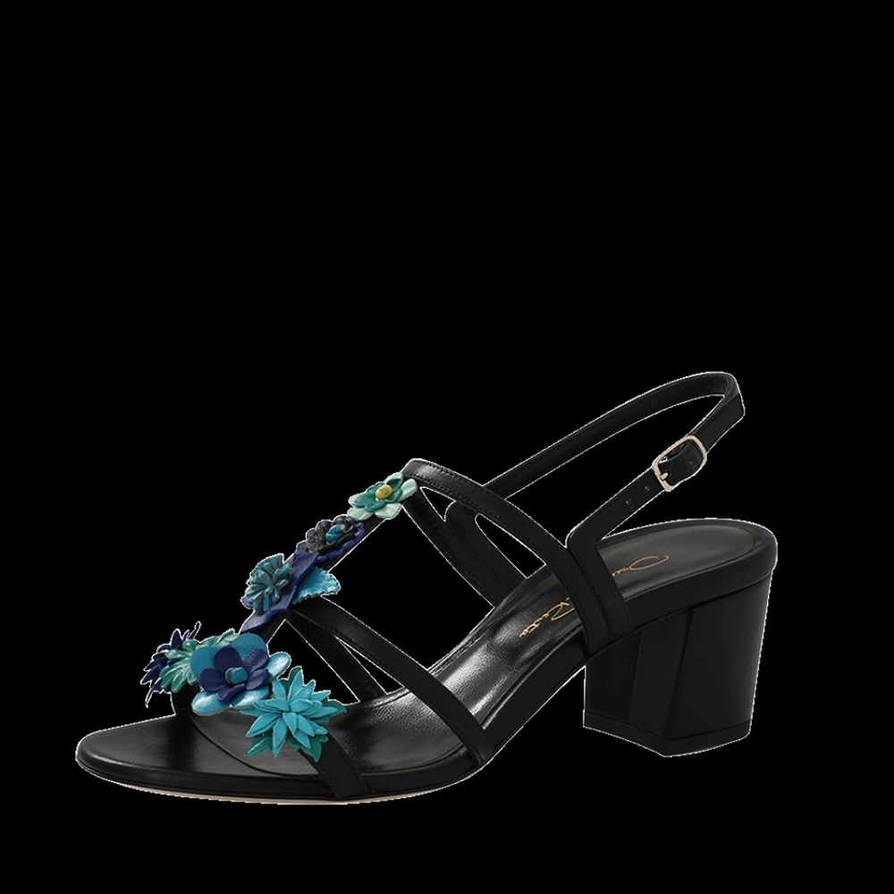 Oscar De La Renta Flower Embellished  Sandals - Picture 2 of 5